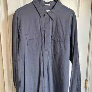 Calvin Klein Men's Navy Stripe Button-Down Shirt